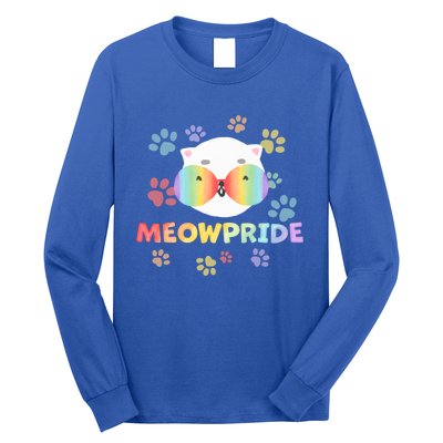 Meowpride Cat With Rainbow Sunglasses Lgbtqia + And Ally Gift Long Sleeve Shirt