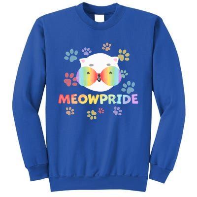 Meowpride Cat With Rainbow Sunglasses Lgbtqia + And Ally Gift Sweatshirt