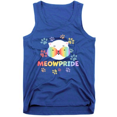 Meowpride Cat With Rainbow Sunglasses Lgbtqia + And Ally Gift Tank Top