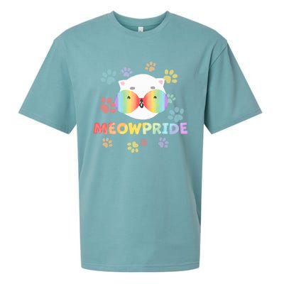 Meowpride Cat With Rainbow Sunglasses Lgbtqia + And Ally Gift Sueded Cloud Jersey T-Shirt