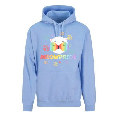 Meowpride Cat With Rainbow Sunglasses Lgbtqia + And Ally Gift Unisex Surf Hoodie