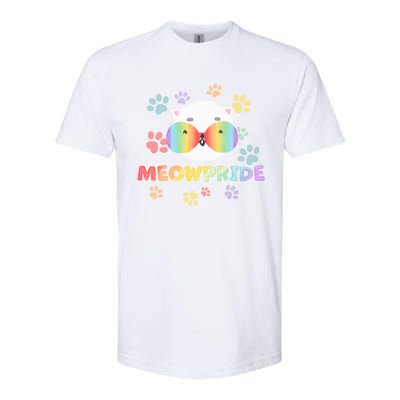 Meowpride Cat With Rainbow Sunglasses Lgbtqia + And Ally Gift Softstyle CVC T-Shirt