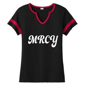 MRCY Christian Worship Shortened Word Ladies Halftime Notch Neck Tee