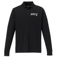 MRCY Christian Worship Shortened Word Performance Long Sleeve Polo