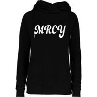 MRCY Christian Worship Shortened Word Womens Funnel Neck Pullover Hood