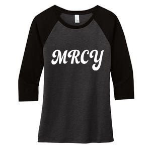 MRCY Christian Worship Shortened Word Women's Tri-Blend 3/4-Sleeve Raglan Shirt