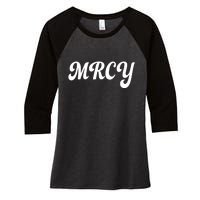 MRCY Christian Worship Shortened Word Women's Tri-Blend 3/4-Sleeve Raglan Shirt