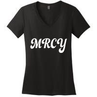 MRCY Christian Worship Shortened Word Women's V-Neck T-Shirt