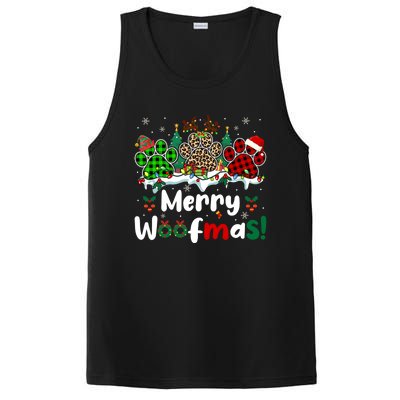 Merry Christmas Woof Santa Reindeer Elf Dog Paws Lover Owner Gift PosiCharge Competitor Tank