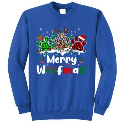 Merry Christmas Woof Santa Reindeer Elf Dog Paws Lover Owner Gift Sweatshirt