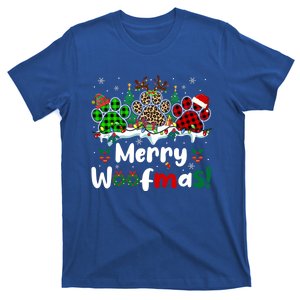 Merry Christmas Woof Santa Reindeer Elf Dog Paws Lover Owner Gift T-Shirt