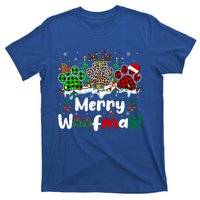 Merry Christmas Woof Santa Reindeer Elf Dog Paws Lover Owner Gift T-Shirt