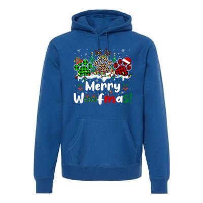 Merry Christmas Woof Santa Reindeer Elf Dog Paws Lover Owner Gift Premium Hoodie