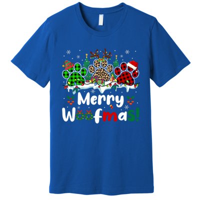 Merry Christmas Woof Santa Reindeer Elf Dog Paws Lover Owner Gift Premium T-Shirt