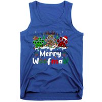 Merry Christmas Woof Santa Reindeer Elf Dog Paws Lover Owner Gift Tank Top