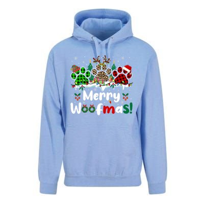 Merry Christmas Woof Santa Reindeer Elf Dog Paws Lover Owner Gift Unisex Surf Hoodie