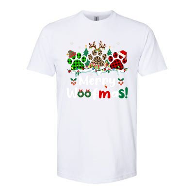 Merry Christmas Woof Santa Reindeer Elf Dog Paws Lover Owner Gift Softstyle CVC T-Shirt