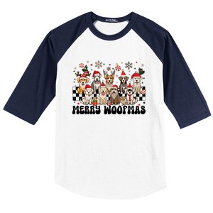 Merry Christmas Woofmas Dog Lovers Puppies Santa Reindeer Gift Baseball Sleeve Shirt