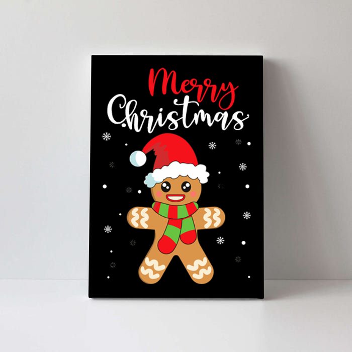 Merry Christmas Wo Girl Gingerbread Man Canvas