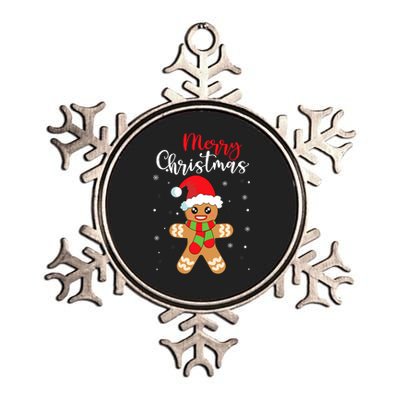 Merry Christmas Wo Girl Gingerbread Man Metallic Star Ornament