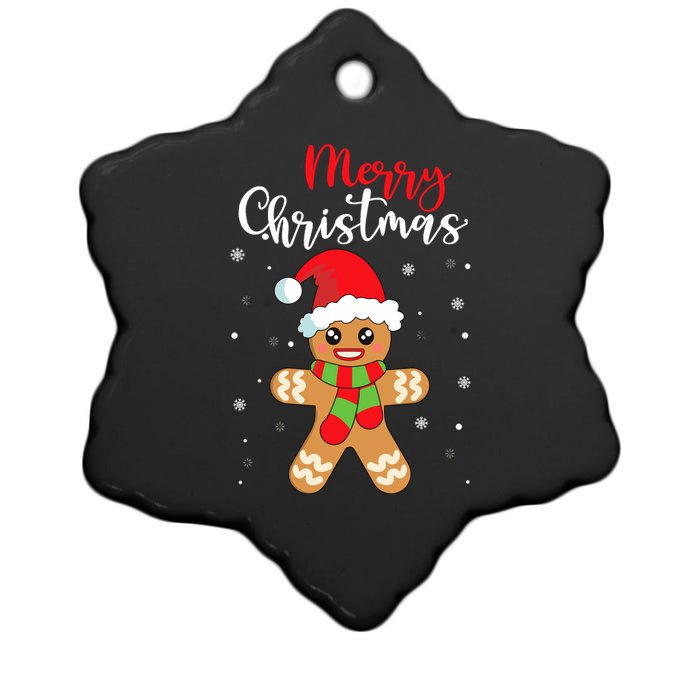 Merry Christmas Wo Girl Gingerbread Man Ceramic Star Ornament