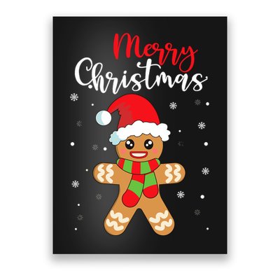 Merry Christmas Wo Girl Gingerbread Man Poster