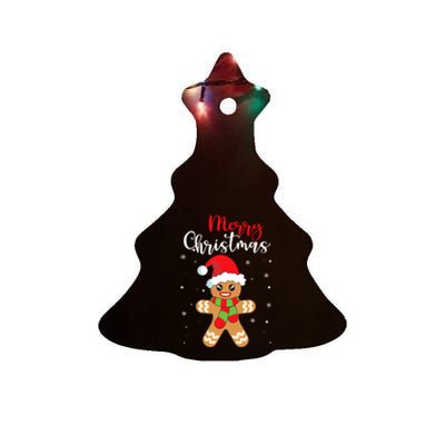 Merry Christmas Wo Girl Gingerbread Man Ceramic Tree Ornament