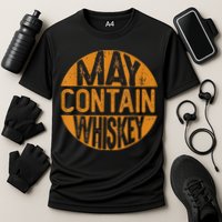 May Contain Whiskey Funny Liquor Drinking Cooling Performance Crew T-Shirt