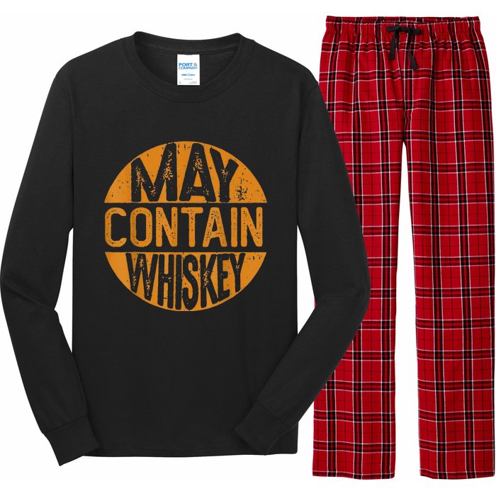 May Contain Whiskey Funny Liquor Drinking Long Sleeve Pajama Set