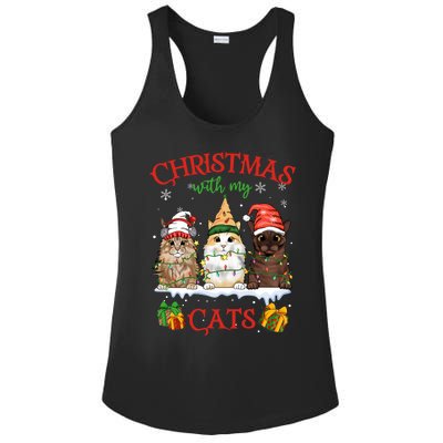 Meowy Christmas With My Cats Feline Fun Christmas Cat Gift Ladies PosiCharge Competitor Racerback Tank