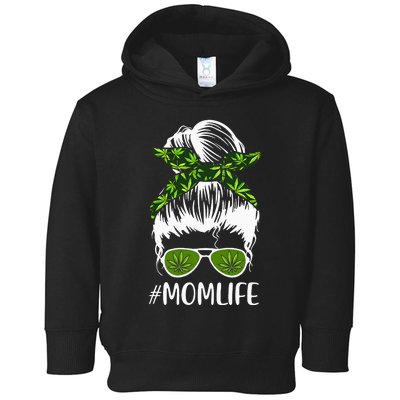 Mom Cannabis Weed Mom Lady Messy Bun Mother's Day Toddler Hoodie