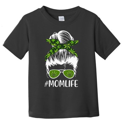 Mom Cannabis Weed Mom Lady Messy Bun Mother's Day Toddler T-Shirt