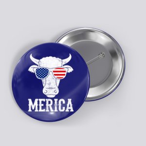 Merica Cow With Sunglasses Us Flag Patriotic Rancher Gift Great Gift Button