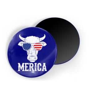 Merica Cow With Sunglasses Us Flag Patriotic Rancher Gift Great Gift Magnet