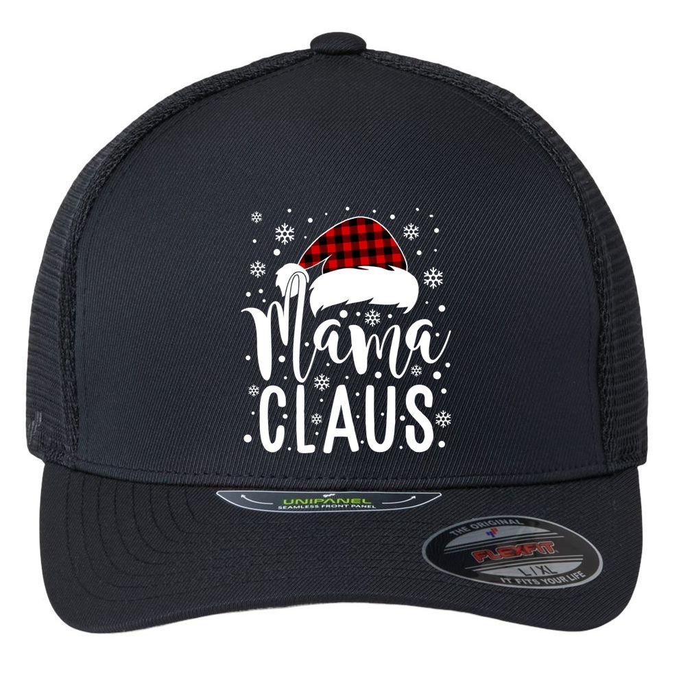 Mama Claus With Santa Hat Great Gift Mom Mama Mommy Christmas Funny Cool Gift Flexfit Unipanel Trucker Cap