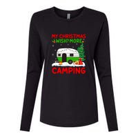 My Christmas Wish More Camping RV Christmas Tree Gift Womens Cotton Relaxed Long Sleeve T-Shirt