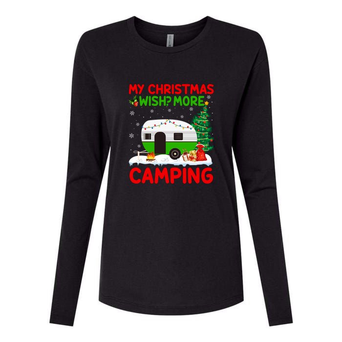 My Christmas Wish More Camping RV Christmas Tree Gift Womens Cotton Relaxed Long Sleeve T-Shirt