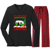 My Christmas Wish More Camping RV Christmas Tree Gift Women's Long Sleeve Flannel Pajama Set 