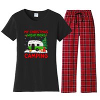 My Christmas Wish More Camping RV Christmas Tree Gift Women's Flannel Pajama Set