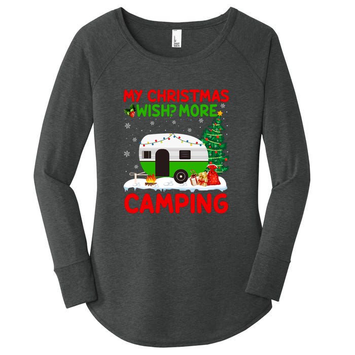 My Christmas Wish More Camping RV Christmas Tree Gift Women's Perfect Tri Tunic Long Sleeve Shirt