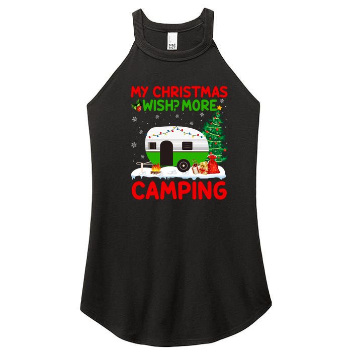 My Christmas Wish More Camping RV Christmas Tree Gift Women's Perfect Tri Rocker Tank