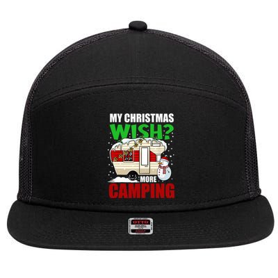 My Christmas Wish More Camping Pajama Cool Gift 7 Panel Mesh Trucker Snapback Hat