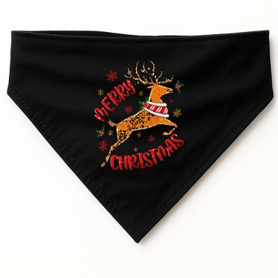Merry Christmas Western Leopard Reindeer Xmas Holiday Gifts USA-Made Doggie Bandana