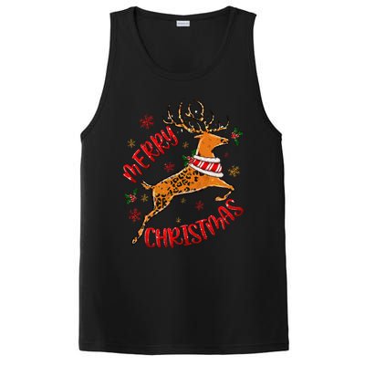 Merry Christmas Western Leopard Reindeer Xmas Holiday Gifts PosiCharge Competitor Tank