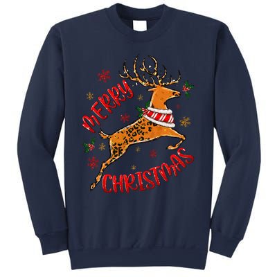 Merry Christmas Western Leopard Reindeer Xmas Holiday Gifts Sweatshirt