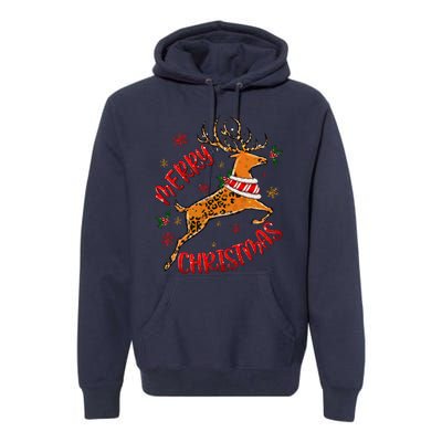 Merry Christmas Western Leopard Reindeer Xmas Holiday Gifts Premium Hoodie