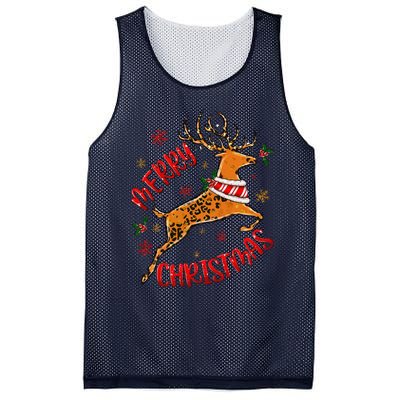 Merry Christmas Western Leopard Reindeer Xmas Holiday Gifts Mesh Reversible Basketball Jersey Tank