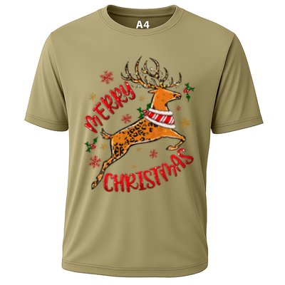 Merry Christmas Western Leopard Reindeer Xmas Holiday Gifts Performance Shirt