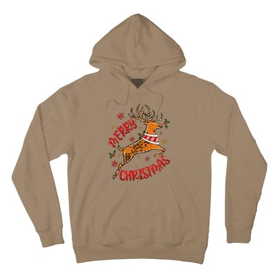 Merry Christmas Western Leopard Reindeer Xmas Holiday Gifts Hoodie