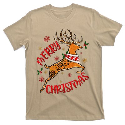 Merry Christmas Western Leopard Reindeer Xmas Holiday Gifts T-Shirt